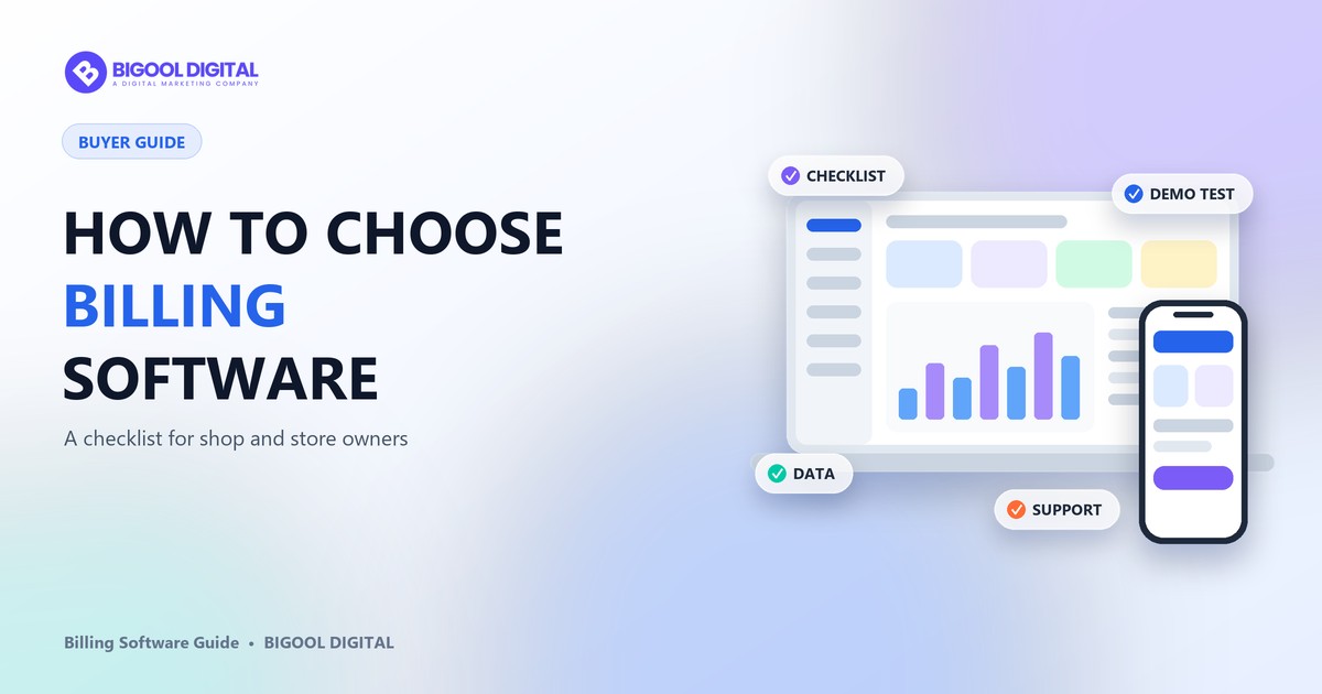 Checklist for choosing billing software with scorecard, demo test, data and support items
