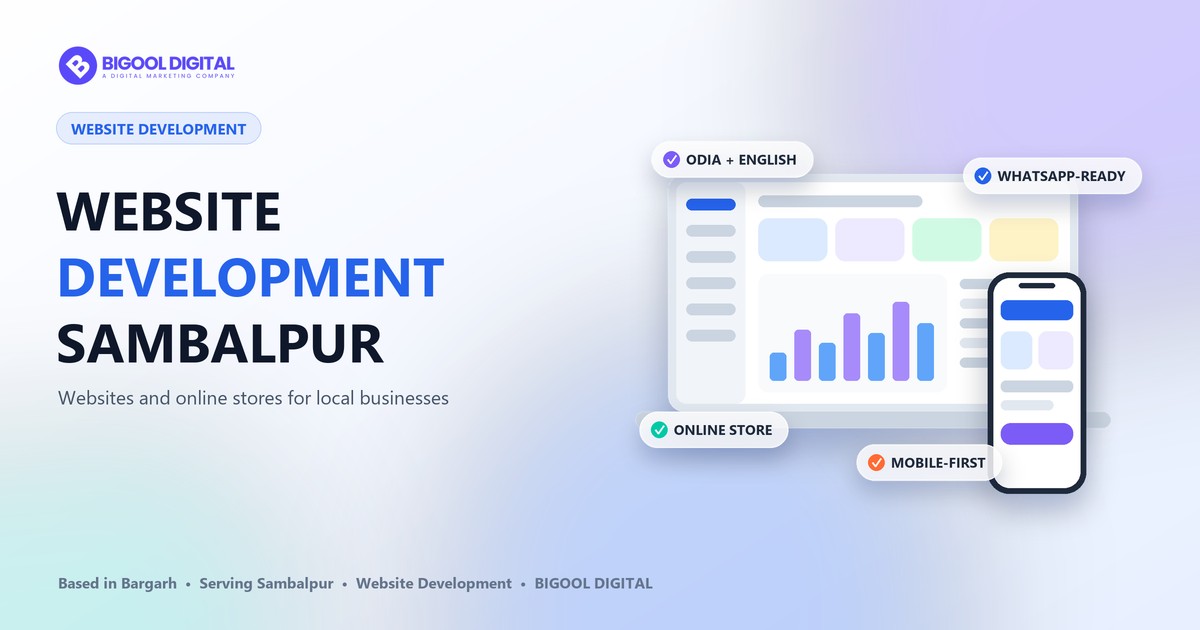 Website development in Sambalpur: Odia and English business website and online store on laptop and phone
